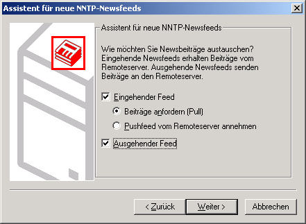 Assistent f&uuml;r neue NNTP-Newsfeeds - Einstellungen zum Feed