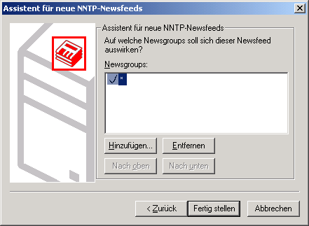 Assistent f&uuml;r neue NNTP-Newsfeeds - Entfernung des Eintrags