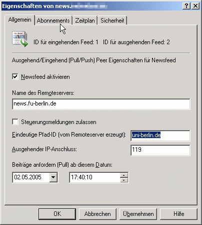 Eigenschaften - abschlie&szlig;ende Eintragungen