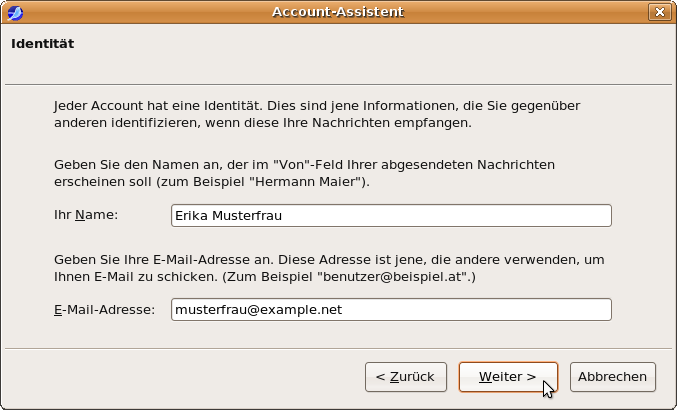 Account-Assistent: Identit&auml;t