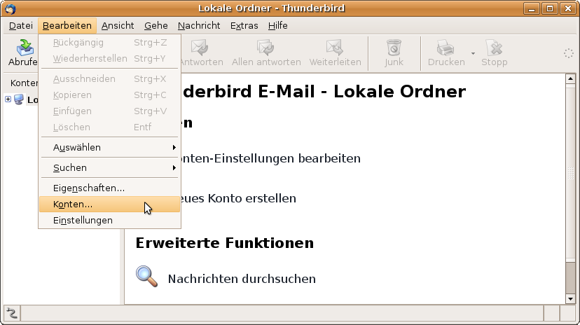 Men&uuml;: Bearbeiten - Konten