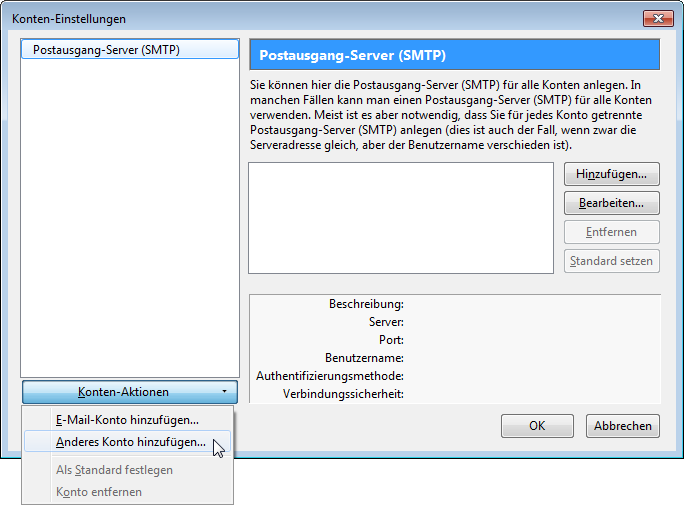 Konten&uuml;bersicht: Konto hinzuf&uuml;gen